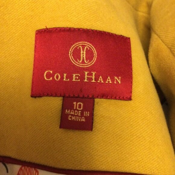 Cole Haan women’s size 10 jacket yellow single breasted button closure collard b - Picture 11 of 11